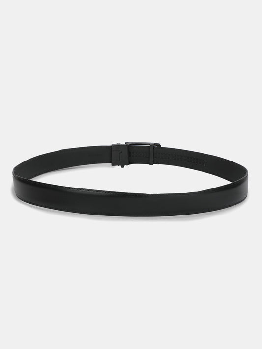 Men's Textured Black Formal Leather Belt | Auto Lock mechanism | Adjustable Cut-to-Fit Size up to 42 Inches