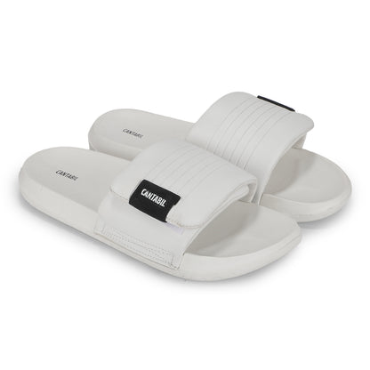 Men's White Colourblock Sliders