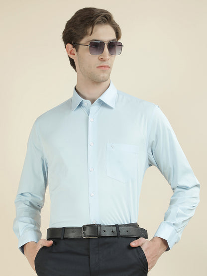 Formal Shirt for Men l Breathable & Soft with Color Fastness Slim Fit Cotton Blend Fabric Solid Pattern