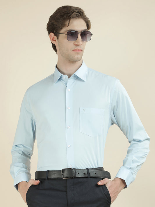 Formal Shirt for Men l Breathable & Soft with Color Fastness Slim Fit Cotton Blend Fabric Solid Pattern