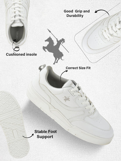 Men's White Solid Casual Sneakers Shoes