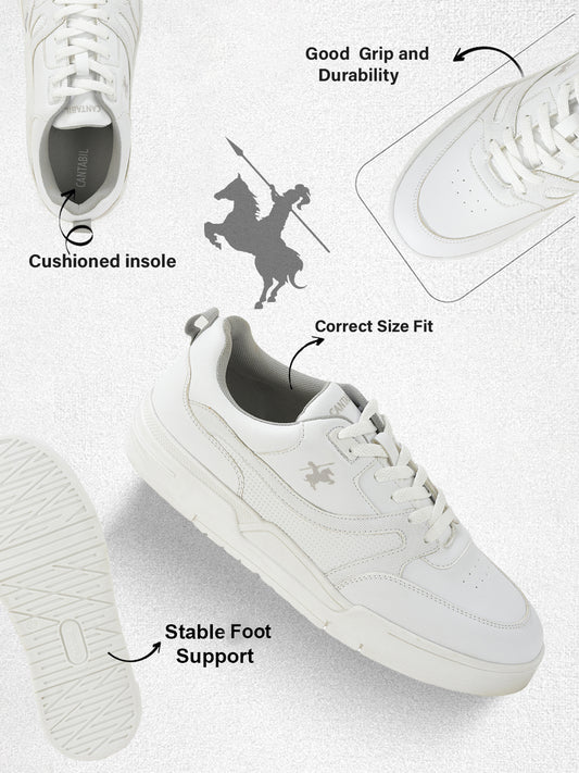 Men's White Solid Casual Sneakers Shoes