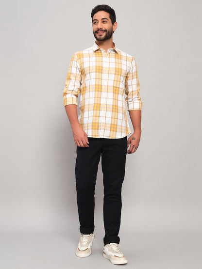 Casual Shirt for Men | Breathable & Soft with Color Fastness Regular Fit Spread Collar Neck Cotton Fabric Checkered Pattern
