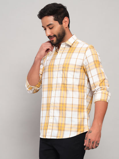 Casual Shirt for Men | Breathable & Soft with Color Fastness Regular Fit Spread Collar Neck Cotton Fabric Checkered Pattern