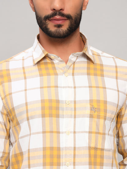 Casual Shirt for Men | Breathable & Soft with Color Fastness Regular Fit Spread Collar Neck Cotton Fabric Checkered Pattern
