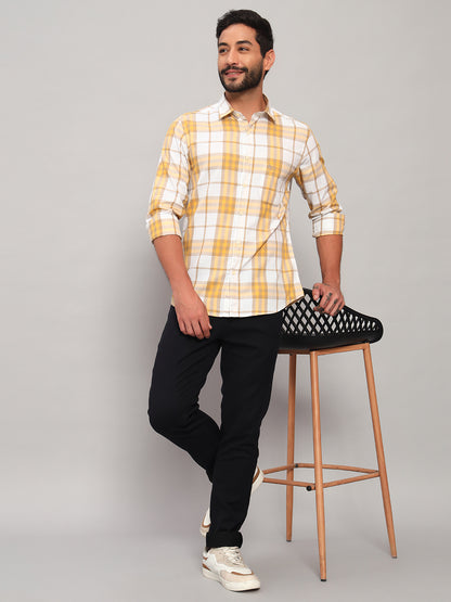 Casual Shirt for Men | Breathable & Soft with Color Fastness Regular Fit Spread Collar Neck Cotton Fabric Checkered Pattern