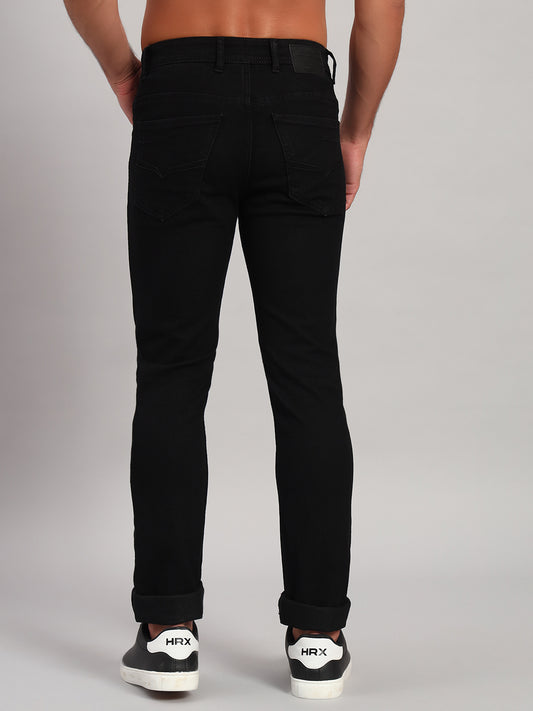 Denim Jeans for Men l Breathable & Soft with Color Fastness Ultra Narrow Fit Cotton Fabric Solid Pattern Button Closure