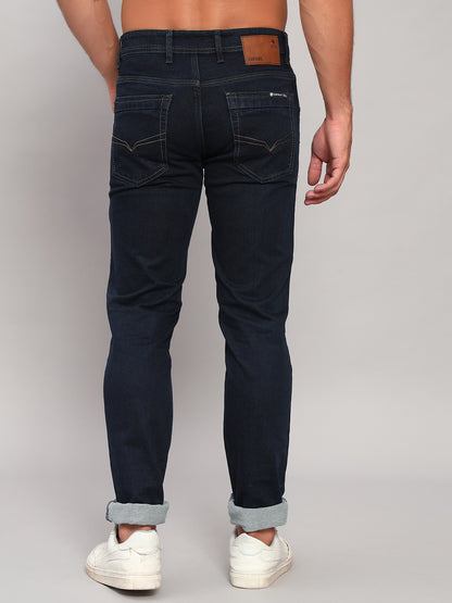 Denim Jeans for Men l Breathable & Soft with Color Fastness Ultra Narrow Fit Cotton Fabric Solid Pattern Button Closure
