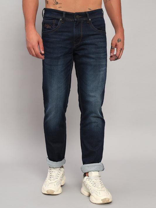Denim Jeans for Men l Breathable & Soft with Color Fastness Ultra Narrow Fit Cotton Fabric Solid Pattern Button Closure