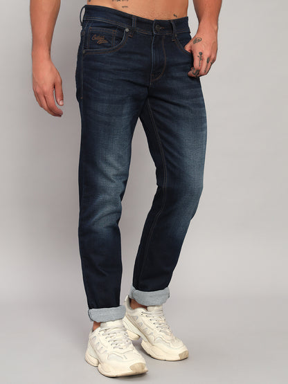 Denim Jeans for Men l Breathable & Soft with Color Fastness Ultra Narrow Fit Cotton Fabric Solid Pattern Button Closure