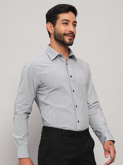 Formal Shirt for Men l Breathable & Soft with Color Fastness Regular Fit Spread Collar Neck Cotton Fabric Striped Pattern