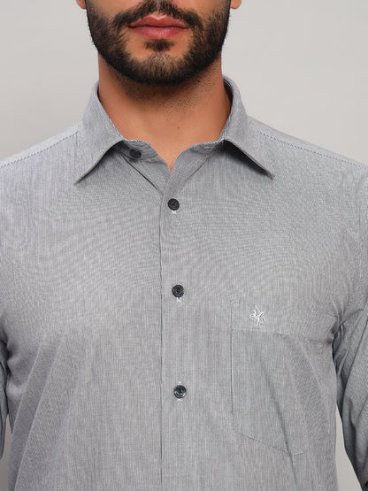 Formal Shirt for Men l Breathable & Soft with Color Fastness Regular Fit Spread Collar Neck Cotton Fabric Striped Pattern