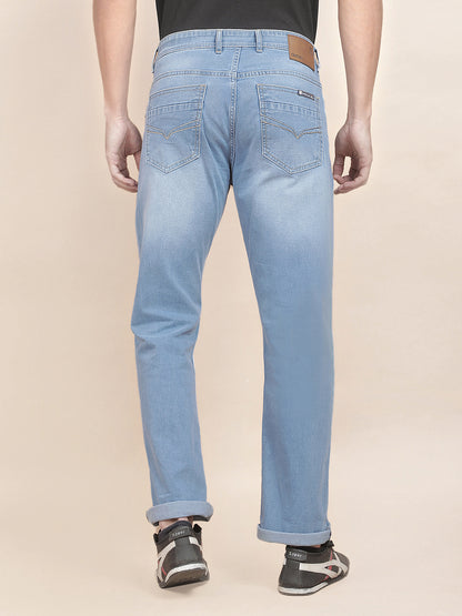 Denim Jeans for Men l Breathable & Soft with Color Fastness Straight Fit Polycotton Fabric Solid Pattern