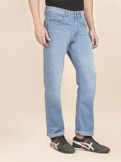 Denim Jeans for Men l Breathable & Soft with Color Fastness Straight Fit Polycotton Fabric Solid Pattern