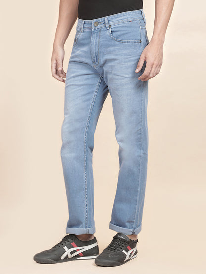 Denim Jeans for Men l Breathable & Soft with Color Fastness Straight Fit Polycotton Fabric Solid Pattern