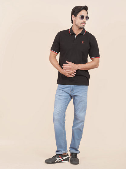 Denim Jeans for Men l Breathable & Soft with Color Fastness Straight Fit Polycotton Fabric Solid Pattern