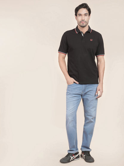 Denim Jeans for Men l Breathable & Soft with Color Fastness Straight Fit Polycotton Fabric Solid Pattern