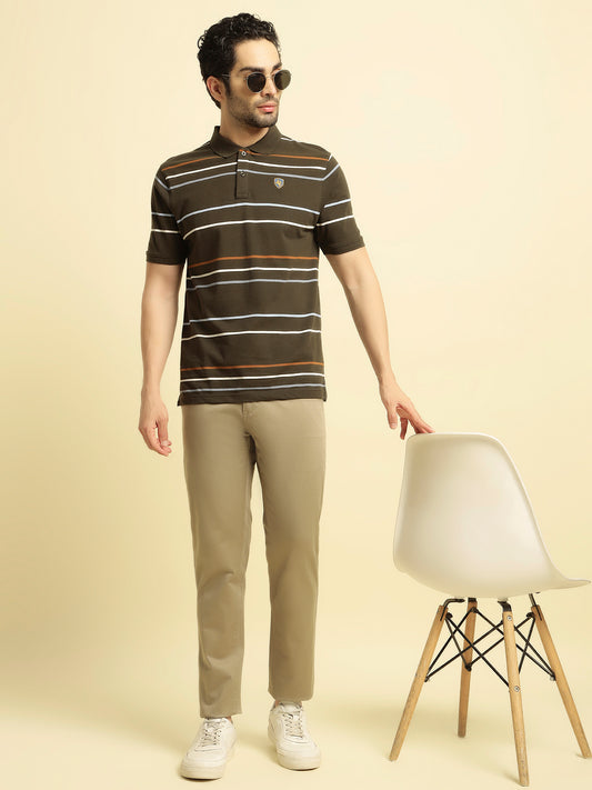 Casual Trouser for Men | Breathable & Soft with Color Fastness Regular Fit Cotton Blend Fabric Solid Pattern Button Closure