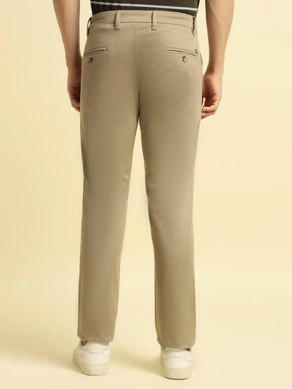 Casual Trouser for Men | Breathable & Soft with Color Fastness Regular Fit Cotton Blend Fabric Solid Pattern Button Closure