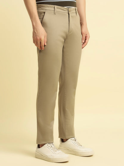 Casual Trouser for Men | Breathable & Soft with Color Fastness Regular Fit Cotton Blend Fabric Solid Pattern Button Closure