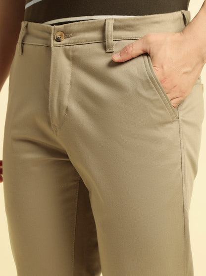 Casual Trouser for Men | Breathable & Soft with Color Fastness Regular Fit Cotton Blend Fabric Solid Pattern Button Closure