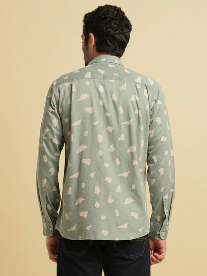 Casual Shirt for Men | Breathable & Soft with Color Fastness Regular Fit Spread Collar Neck Cotton Fabric Printed Pattern