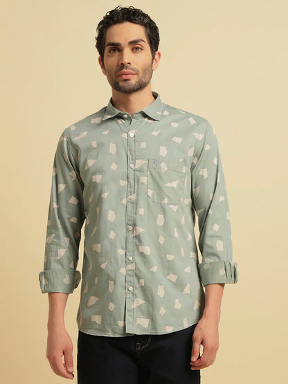 Casual Shirt for Men | Breathable & Soft with Color Fastness Regular Fit Spread Collar Neck Cotton Fabric Printed Pattern