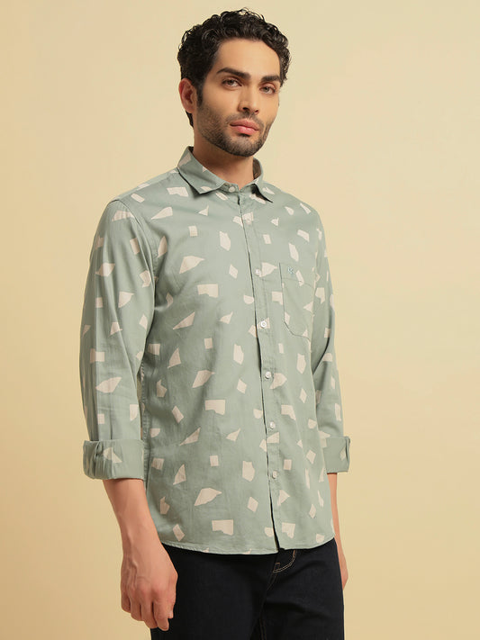 Casual Shirt for Men | Breathable & Soft with Color Fastness Regular Fit Spread Collar Neck Cotton Fabric Printed Pattern