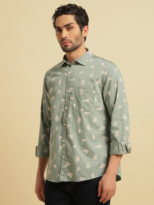 Casual Shirt for Men | Breathable & Soft with Color Fastness Regular Fit Spread Collar Neck Cotton Fabric Printed Pattern