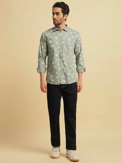 Casual Shirt for Men | Breathable & Soft with Color Fastness Regular Fit Spread Collar Neck Cotton Fabric Printed Pattern