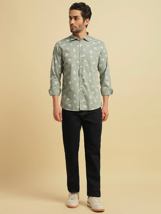 Casual Shirt for Men | Breathable & Soft with Color Fastness Regular Fit Spread Collar Neck Cotton Fabric Printed Pattern