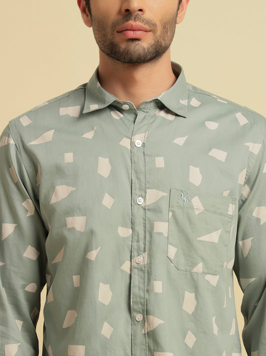 Casual Shirt for Men | Breathable & Soft with Color Fastness Regular Fit Spread Collar Neck Cotton Fabric Printed Pattern