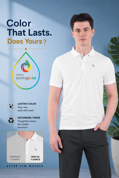 T-Shirt for Men | Breathable & Soft with Color Fastness Regular Fit Polo Neck Poly Cotton Fabric Solid Pattern