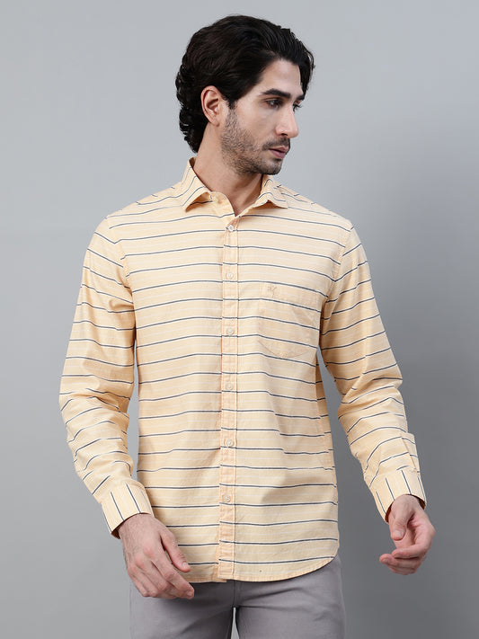 Casual Shirt for Men | Breathable & Soft with Color Fastness Regular Fit Spread Collar Neck Cotton Fabric Striped Pattern