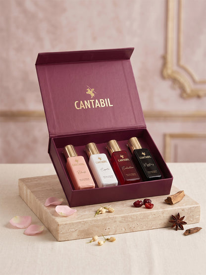 Cantabil Luxury Long Lasting Perfume Gift Set for Men & Women | Pack of 4 x 20ml Each | Mystery, Blush, Seduction & Spark Premium Eau De Parfum Fragrances