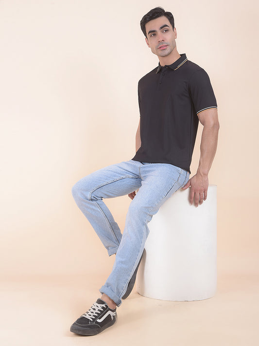 T-Shirt for Men | Breathable & Soft with Color Fastness Regular Fit Polo Neck Nylon Fabric Solid Pattern