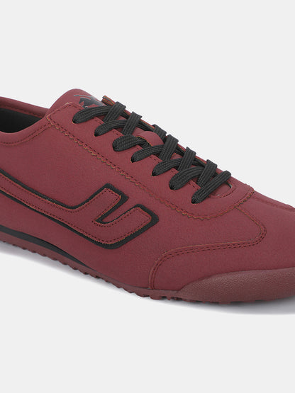 Men's Maroon Colorblock Casual Sneakers