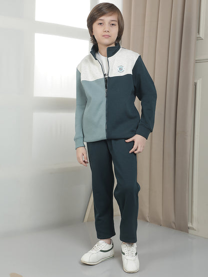 Track Suit for Kids (Boy)| Winter Wear Mock Collar with Full Zipper Upper Fleece Fabric ColourBlock Pattern