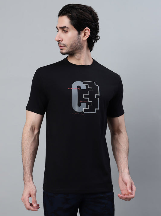 T-Shirt for Men | Breathable & Soft with Color Fastness Regular Fit Round Neck Poly Cotton Fabric Printed Pattern