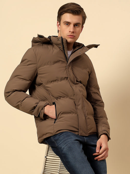 Jacket for Men | Premium Casual Jacket Regular Fit Detachable Hooded Poly Blend Fabric Solid Pattern