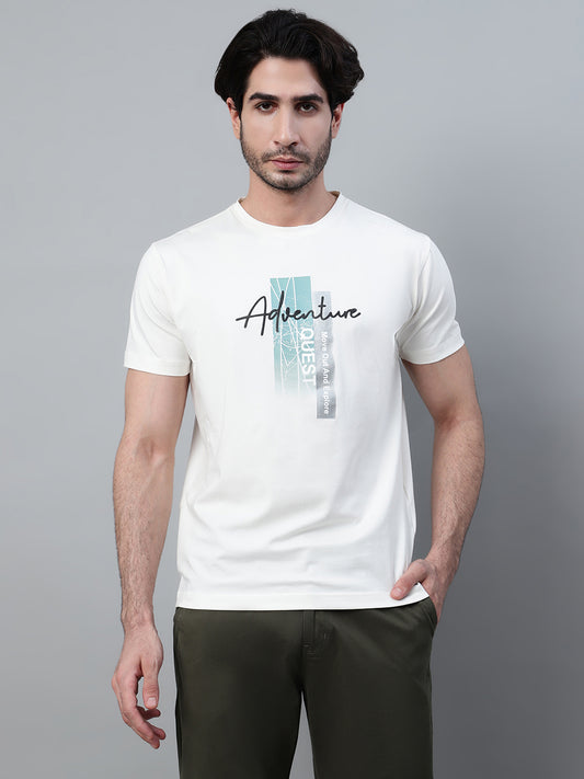 T-Shirt for Men | Breathable & Soft with Color Fastness Regular Fit Round Neck Poly Cotton Fabric Printed Pattern