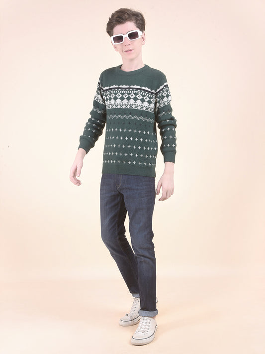 Casual Sweater for Kids l Breathable & Soft with Color Fastness Regular Fit Round Neck Woven Pattern Woolen Fabric