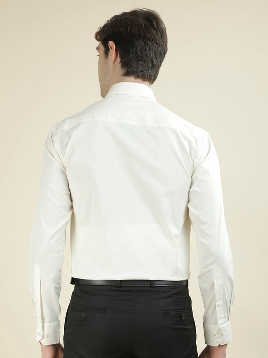 Formal Shirt for Men l Breathable & Soft with Color Fastness Slim Fit Cotton Blend Fabric Solid Pattern