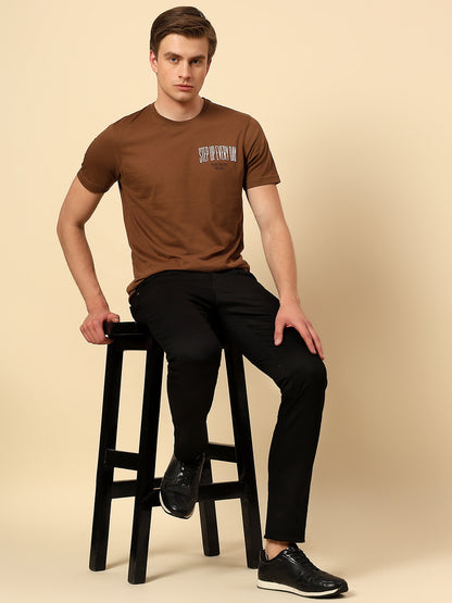 T-Shirt for Men | Breathable & Soft with Color Fastness Regular Fit Round Neck Poly Cotton Fabric Printed Pattern