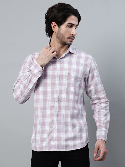 Men's Purple Checkered Full Sleeve Casual Shirt