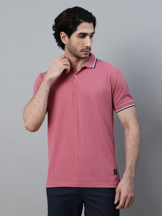 T-Shirt for Men | Breathable & Soft with Color Fastness Regular Fit Polo Neck Poly Cotton Fabric Solid Pattern