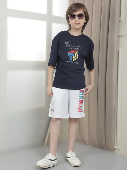 Casual T-Shirt for Boys l Breathable & Soft with Color Fastness Regular Fit Round Neck Polycotton Fabric Printed Pattern
