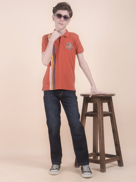 Casual T-Shirt for Boys l Breathable & Soft with Color Fastness Regular Fit Polo Neck Polycotton Fabric Printed Pattern