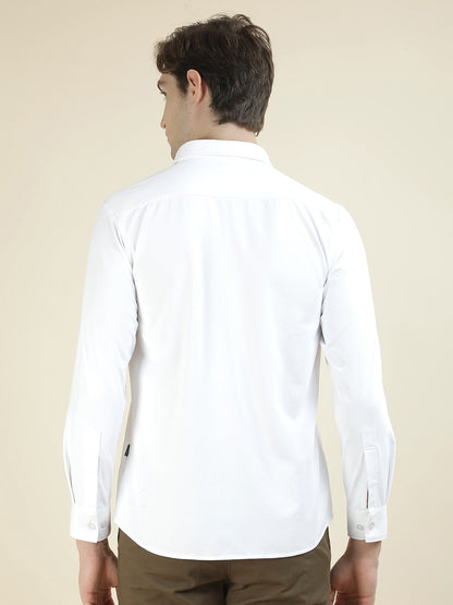 Casual Shirt for Men l Breathable & Soft with Color Fastness Slim Fit Polyester Fabric Self Design Pattern