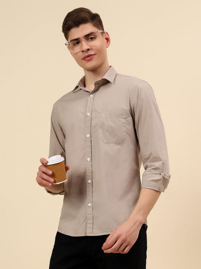 Shirt for Men | Breathable & Soft with Color Fastness Slim Fit Spread Collar Pure Cotton Fabric Solid Pattern